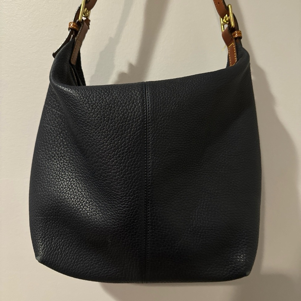 Dooney & Bourke Navy Blue Pebbled Leather Hobo Shoulder Handbag - Picture 6 of 13
